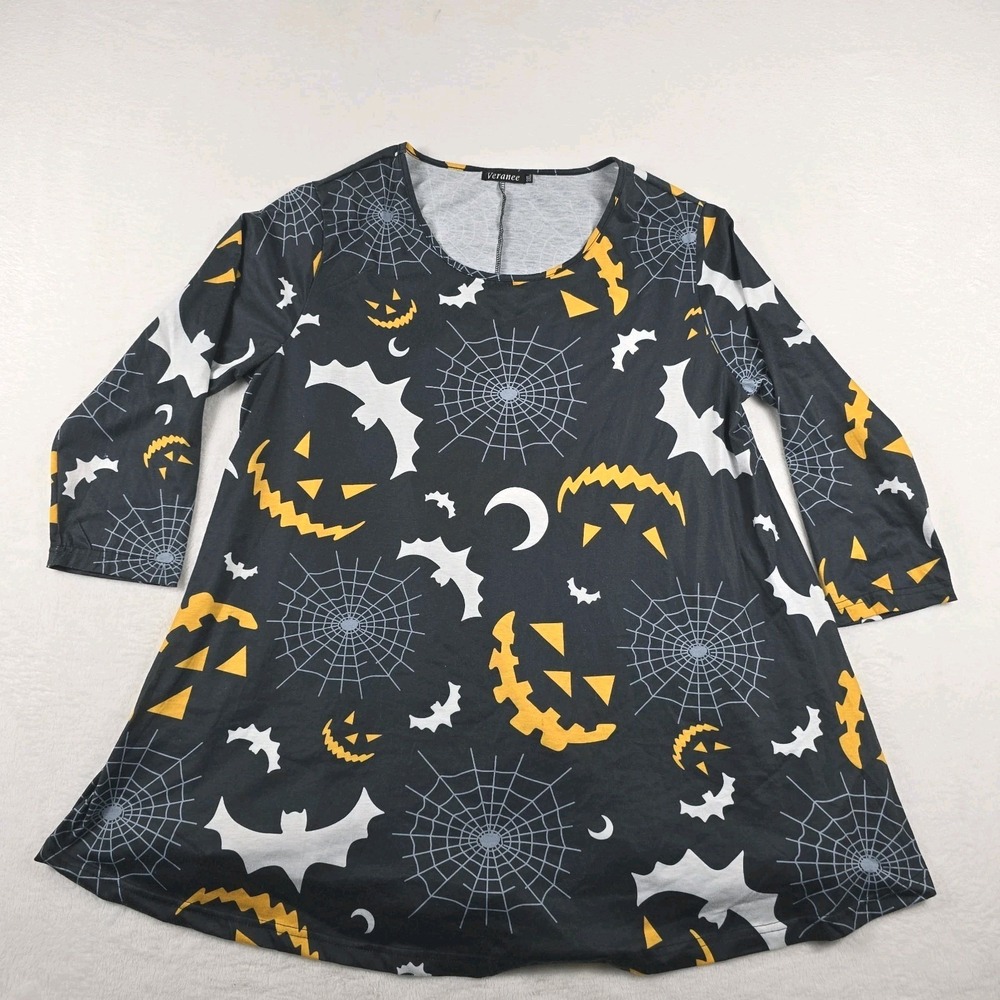 Veranee Halloween Print Dress Women's Size‎ 3XL Black Tunic Swing
